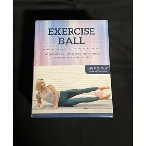 Inflatable Mini Exercise Yoga Fitness Ball Inflates to 14". New In Box.